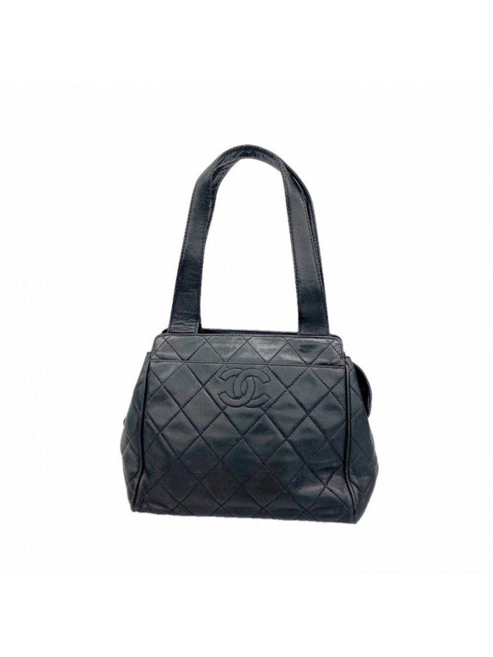Chanel Handbag Quilted Lambskin Black Gold